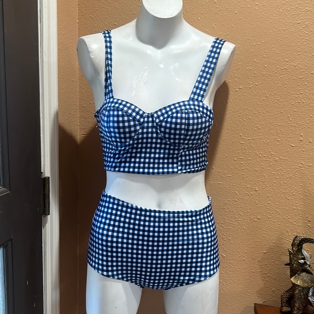 Checkered two piece swimsuit